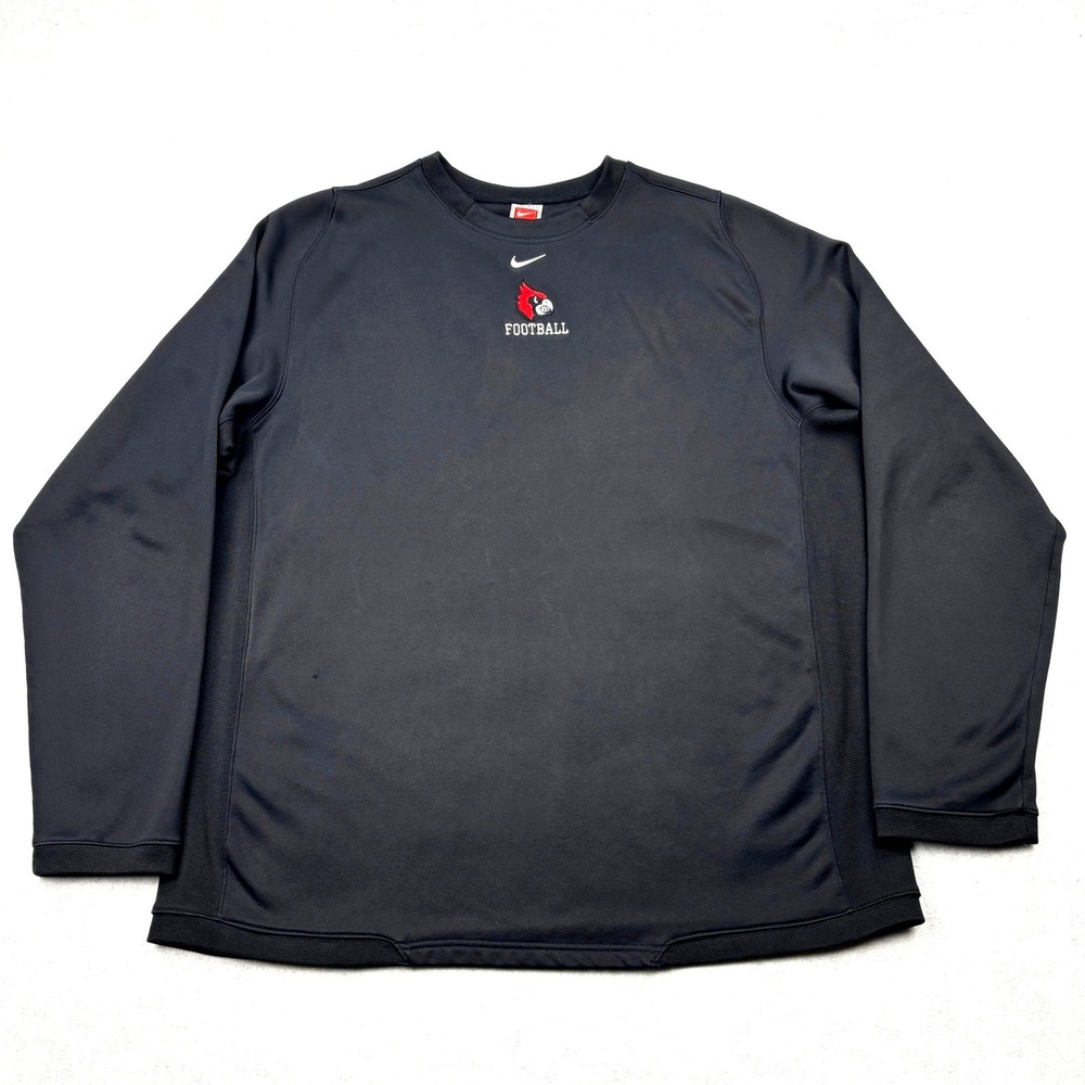 Nike Louisville Cardinals Football Therma FIT Crewneck Sweatshirt Mens XXL Black
